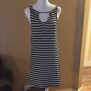 Alya Black and White Striped Dress